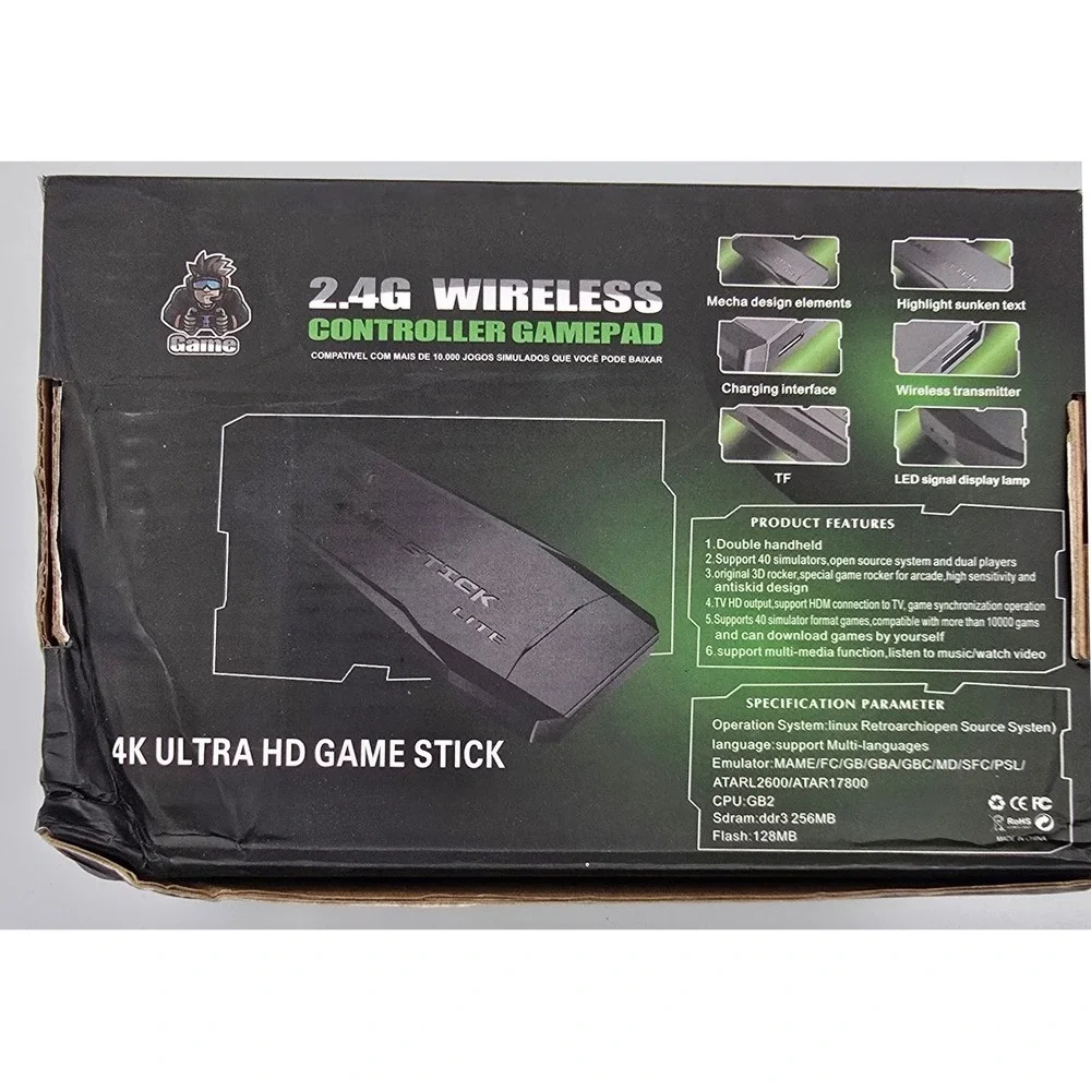 4K Game Stick Lite HDMI Console 2 Wireless Controllers 10K Games Plug Play